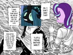 Size: 1278x955 | Tagged: safe, edit, queen chrysalis, starlight glimmer, changeling, changeling queen, pony, unicorn, g4, adorkable, alternate ending, anime, anxiety, armin arlert, attack on titan, awkward, awkward moment, breakdown, broken, comic, crying, cute, cutealis, defeated, dialogue, dork, dorkalis, drama queen, duo, eren jaeger, faic, fangs, female, floppy ears, frown, implied fluffle puff, implied lesbian, implied shipping, lesbian, looking down, majestic as fuck, mare, meme, meta, nervous, parody, sad, sadorable, satire, screaming, silly, silly pony, sobbing, spoilers for another series, talking, tantrum, teary eyes, teeth, text, whining