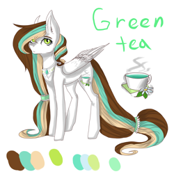 Size: 2000x2000 | Tagged: safe, artist:tendergamer, oc, oc only, oc:green tea, pegasus, pony, cutie mark, female, high res, long mane, long tail, looking up, mare, pegasus oc, reference, solo