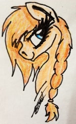 Size: 1637x2665 | Tagged: safe, artist:beamybutt, oc, oc only, earth pony, pony, earth pony oc, eyelashes, female, high res, mare, signature, smiling, solo, traditional art