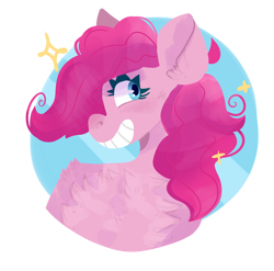 Size: 800x791 | Tagged: safe, artist:bukabeans, pinkie pie, earth pony, pony, g4, female, fluffy, grin, mare, simple background, smiling, solo, transparent background