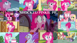 Size: 1280x721 | Tagged: safe, edit, edited screencap, editor:quoterific, screencap, fluttershy, gummy, pinkie pie, prince rutherford, rarity, spike, twilight sparkle, alligator, dragon, earth pony, pegasus, pony, unicorn, 28 pranks later, baby cakes, friendship is magic, g4, inspiration manifestation, luna eclipsed, make new friends but keep discord, mmmystery on the friendship express, party pooped, pinkie apple pie, pinkie pride, rock solid friendship, season 1, season 2, season 4, season 5, season 6, season 7, the last roundup, the mane attraction, cake, collage, eyes closed, female, food, friendship express, golden oaks library, male, mare, night, open mouth, scared, screaming, shocked, shocked expression, stallion, sugarcube corner, twilight's castle, unicorn twilight, volumetric mouth, wide eyes
