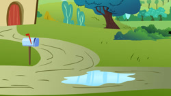 Size: 1192x670 | Tagged: safe, artist:dipi11, g4, putting your hoof down, season 2, background, mailbox, no pony, ponyville, puddle, vector