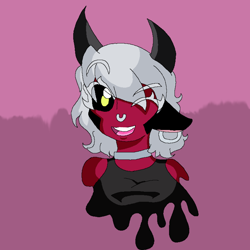 Size: 3120x3120 | Tagged: safe, artist:juanluuis8, lord tirek, centaur, g4, anthony afton, black clothes, breasts, gatito parrado, gey hair, high res, horns, jahir e. navarrete, jewelry, lady tirek, melted, my little momos: papu's mytology, necklace, rule 63, smiling, solo, sweetie drop administrador papus :3, tendril