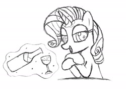 Size: 1981x1493 | Tagged: safe, anonymous artist, rarity, pony, g4, alcohol, champagne, glass, looking at you, solo, wine, wine glass