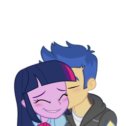 Size: 768x768 | Tagged: safe, edit, editor:egtwiflash, flash sentry, twilight sparkle, equestria girls, g4, cheek kiss, female, kissing, male, ship:flashlight, shipping, straight