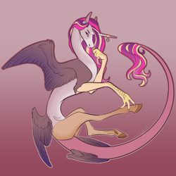 Size: 3000x3000 | Tagged: safe, artist:colbyfoxx, oc, oc only, draconequus, hybrid, female, high res, interspecies offspring, offspring, parent:discord, parent:princess cadance, parents:discodance, solo