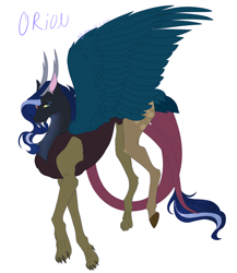 Size: 2532x2922 | Tagged: safe, artist:colbyfoxx, oc, oc only, oc:orion, draconequus, hybrid, high res, interspecies offspring, male, offspring, parent:discord, parent:princess luna, parents:lunacord, simple background, solo, white background
