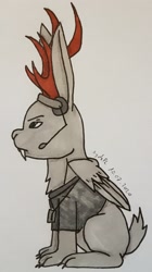 Size: 1757x3136 | Tagged: safe, artist:agdapl, antlers, clothes, crossover, headset, male, scout (tf2), signature, species swap, team fortress 2, traditional art