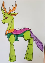 Size: 2786x3889 | Tagged: safe, artist:agdapl, thorax, changedling, changeling, g4, high res, king thorax, male, solo, traditional art