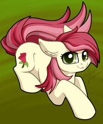 Size: 2993x3592 | Tagged: safe, artist:gleamydreams, roseluck, earth pony, pony, g4, crouching, cute, female, floppy ears, high res, looking at you, mare, rosabetes, smiling, smiling at you, solo