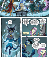 Size: 781x923 | Tagged: safe, artist:tonyfleecs, idw, admiral fluffington, capper dapperpaws, chummer, discord, fluttershy, max, molly, shadow (g4), tree of harmony, abyssinian, g4, season 10, spoiler:comic, spoiler:comic97, element of generosity, element of honesty, element of kindness, element of laughter, element of loyalty, element of magic, elements of harmony, jewelry, necklace