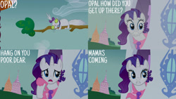 Size: 1280x720 | Tagged: safe, edit, edited screencap, editor:quoterific, screencap, opalescence, rarity, cat, pony, unicorn, g4, suited for success, carousel boutique, female, mare, open mouth, wide eyes