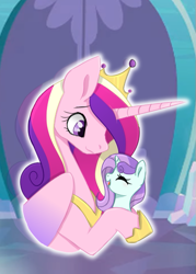 Size: 399x558 | Tagged: safe, artist:auroranovasentry, princess cadance, oc, oc:diamant, pony, unicorn, g4, duo, female, filly, mother and child, mother and daughter, offspring, parent:princess cadance, parent:shining armor, parents:shiningcadance