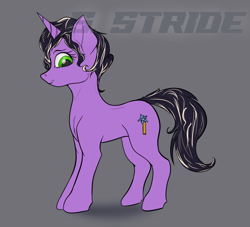 Size: 1714x1554 | Tagged: safe, artist:shade stride, oc, oc only, oc:lavender sprout, pony, unicorn, full body, horn, looking down, simple background, solo, unicorn oc, watermark