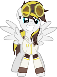 Size: 989x1319 | Tagged: safe, artist:pegasski, oc, oc only, oc:ruffian, pegasus, pony, g4, clothes, female, goggles, mare, simple background, solo, transparent background