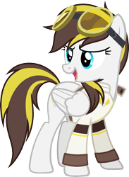 Size: 1237x1689 | Tagged: safe, artist:pegasski, oc, oc only, oc:ruffian, pegasus, pony, g4, clothes, female, goggles, mare, open mouth, simple background, solo, transparent background