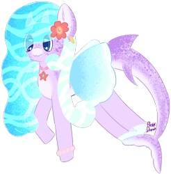 Size: 726x739 | Tagged: safe, artist:pasteldraws, original species, pony, shark, shark pony, clothes, freckles, jewelry, necklace, redesign, simple background, skirt, solo, transparent background