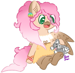 Size: 693x682 | Tagged: safe, artist:pasteldraws, dog, pegasus, pony, clothes, dress, ponytail, redesign, simple background, solo, transparent background, wristband