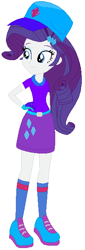Size: 214x632 | Tagged: safe, artist:selenaede, artist:user15432, rarity, human, equestria girls, g4, base used, base:selenaede, baseball cap, belt, blue socks, cap, clothes, cutie mark, cutie mark on clothes, gloves, golf, hand on hip, hat, purple dress, shoes, sneakers, socks, solo, sports, sports outfit, sporty style