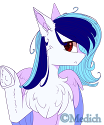 Size: 2107x2529 | Tagged: safe, artist:mediasmile666, oc, oc only, pegasus, pony, bust, chest fluff, high res, simple background, solo, transparent background, two toned wings, wings