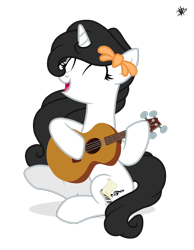 Size: 1280x1651 | Tagged: safe, artist:princessmoonsilver, oc, oc only, oc:julieth gaws, pony, unicorn, base used, female, guitar, mare, musical instrument, simple background, solo, transparent background