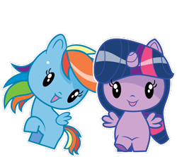 Size: 555x495 | Tagged: safe, rainbow dash, twilight sparkle, alicorn, pegasus, pony, g4, official, cutie mark crew, duo, simple background, toy, transparent background, twilight sparkle (alicorn), vector, white outline