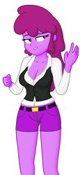 Size: 1080x2340 | Tagged: safe, artist:ah96, edit, editor:ah96, berry punch, berryshine, equestria girls, g4, breast edit, breasts, busty berry punch, cleavage, clothes, equestria girls-ified, female, simple background, solo, transparent background, vest