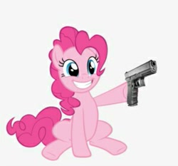 Size: 299x279 | Tagged: safe, edit, pinkie pie, pony, g4, glock, gun, pistol, solo, weapon