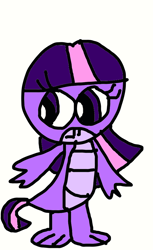 Size: 664x1082 | Tagged: safe, artist:sugarbugjewelpet, twilight sparkle, dragon, g4, 1000 hours in ms paint, dragoness, dragonified, female, simple background, solo, species swap, twilidragon, white background