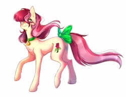 Size: 2340x1791 | Tagged: safe, artist:киюшник_кий, roseluck, pony, g4, bow, butt, collar, commission, commissioner:doom9454, pet tag, pony pet, rosebutt, rosepet, tail bow