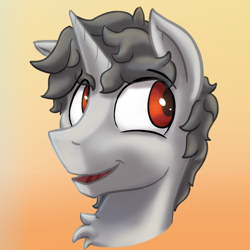 Size: 1000x1000 | Tagged: safe, artist:tofuslied-, oc, oc only, oc:diligent, pony, unicorn, bust, portrait, simple background, solo