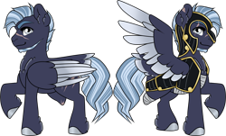 Size: 2142x1296 | Tagged: safe, artist:mourningfog, commander hurricane, pegasus, pony, g4, amputee, founders of equestria, male, redesign, scar, solo, stallion