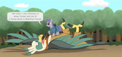 Size: 4242x1995 | Tagged: safe, alternate version, artist:malte279, part of a set, maud pie, bird, roc, g4, boulder, comic, everfree forest, pun, rock, rukh