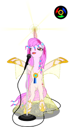 Size: 2023x3683 | Tagged: safe, artist:kyoshyu, oc, oc only, oc:coeur d'étoile, pony, unicorn, bipedal, clothes, dress, female, high res, magic, mare, microphone, see-through, simple background, solo, transparent background, vector