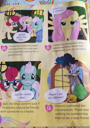 Size: 421x600 | Tagged: safe, official comic, discord, fluttershy, gentle breeze, posey shy, g4