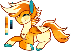 Size: 671x489 | Tagged: safe, artist:velnyx, oc, oc only, oc:papaya spritz, pegasus, pony, female, lying down, mare, prone, simple background, solo, transparent background, two toned wings, wings