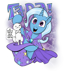 Size: 2271x2684 | Tagged: safe, alternate version, artist:andypriceart, artist:brunursus, angel bunny, trixie, pony, unicorn, g4, angel bunny is not amused, angel is a bunny bastard, bunny out of the hat, cape, clothes, hat, high res, magic, magic trick, simple background, solo, thought bubble, transparent background, trixie's cape, trixie's hat, unamused, vector
