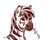 Size: 1093x880 | Tagged: safe, artist:fynjy-87, oc, zebra, bust, closed mouth, ears up, eyes open, looking up, monochrome, portrait, redscale, simple background, smiling, straw in mouth, white background