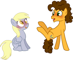 Size: 1796x1497 | Tagged: safe, artist:gallantserver, cheese sandwich, derpy hooves, pony, g4, blushing, cheesederpy, female, male, missing accessory, shipping, simple background, straight, transparent background