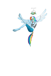 Size: 2400x3600 | Tagged: safe, artist:lullabyjak, rainbow dash, tank, pegasus, tortoise, anthro, unguligrade anthro, g4, abs, best boi, clothes, compression shorts, duo, female, floating, flying, high res, male, short shirt, shorts