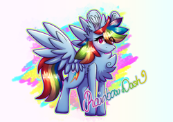 Size: 4093x2894 | Tagged: safe, alternate version, artist:xneodrago, rainbow dash, pegasus, pony, g4, abstract background, blushing, chest fluff, ear fluff, eyelashes, female, mare, solo, wings