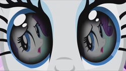Size: 1280x720 | Tagged: safe, edit, edited screencap, editor:rarity vrymer collective, screencap, rarity, pony, unicorn, g4, magical mystery cure, party of one, season 1, season 3, eye reflection, female, mare, reflection, solo