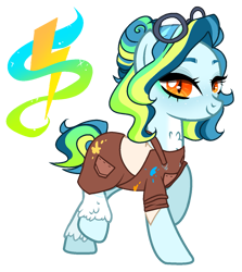 Size: 1151x1293 | Tagged: safe, artist:marihht, oc, oc only, pony, base used, clothes, cutie mark, female, goggles, magical lesbian spawn, mare, offspring, overalls, parent:lightning dust, parent:rainbow dash, parents:rainbowdust, simple background, transparent background