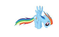 Size: 680x429 | Tagged: safe, rainbow dash, pegasus, pony, g4, animated, blinking, female, flapping wings, flying, gif, mare, simple background, solo, sprite, transparent background, windswept mane
