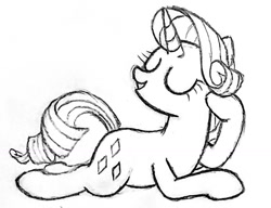 Size: 1426x1094 | Tagged: safe, anonymous artist, rarity, pony, g4, lineart, solo, traditional art