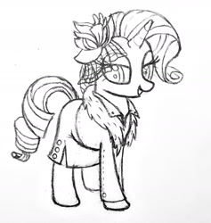 Size: 1517x1599 | Tagged: safe, rarity, pony, g4, clothes, looking back, solo, traditional art