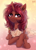 Size: 2300x3182 | Tagged: safe, artist:hakaina, oc, oc only, oc:flechette, changeling, moth, mothling, original species, pony, crossed hooves, female, high res, looking at you, red changeling, simple background, smiling, smiling at you