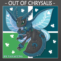 Size: 1200x1200 | Tagged: safe, artist:vavacung, queen chrysalis, changeling, insect, moth, comic:out of chrysalis, g4, comic, female, solo, species swap