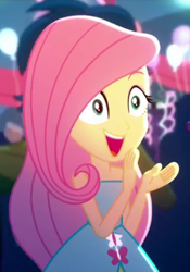 Size: 359x513 | Tagged: safe, screencap, captain planet, fluttershy, eqg summertime shorts, equestria girls, g4, raise this roof, bare shoulders, cropped, cute, shyabetes, sleeveless, strapless