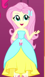 Size: 248x423 | Tagged: safe, screencap, fluttershy, pinkie pie, equestria girls, g4, make up shake up, my little pony equestria girls: summertime shorts, bare shoulders, cropped, cute, shyabetes, sleeveless, strapless